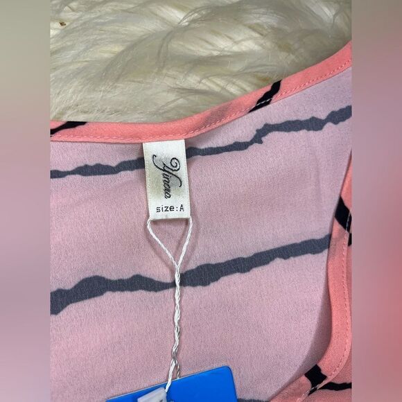 Yincro coral/black striped Chiffon Tassel Swimsuit Cover Up Beach - Picture 4 of 8